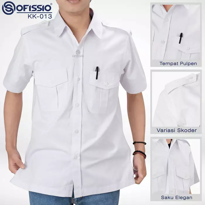 KK-013-Putih-Pendek-00 kemeja kerja putih