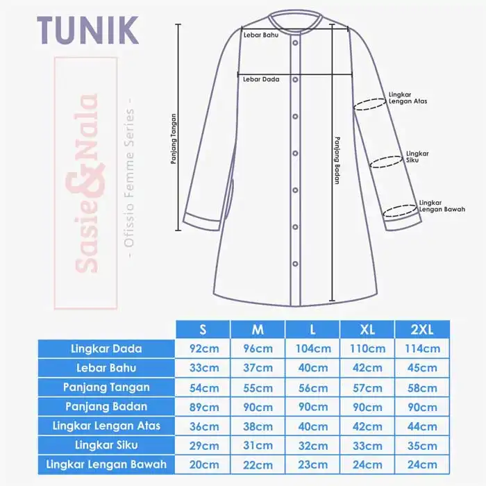 standar ukuran tunik sasienala